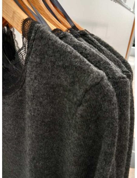 Vestido punto reversible . ONLTAMMY LS REVERS LACE DRESS BF KNT