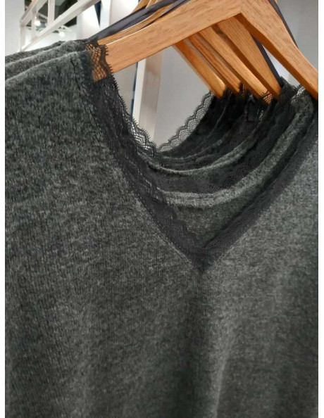 Vestido punto reversible . ONLTAMMY LS REVERS LACE DRESS BF KNT