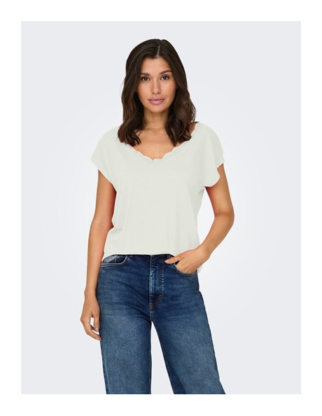 ONLMOSTER S/S LACE V-NECK TOP CS JRS