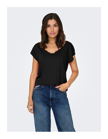 ONLMOSTER S/S LACE V-NECK TOP CS JRS