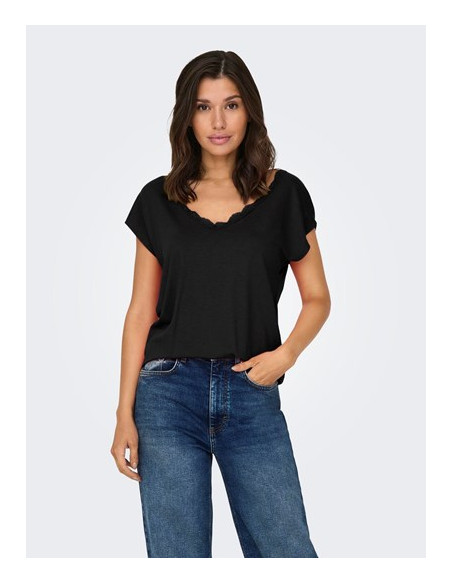 ONLMOSTER S/S LACE V-NECK TOP CS JRS