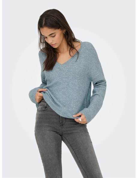 Jersey lentejuela .ONLARIZONA LS SEQUINS V-NECK PUL KNT