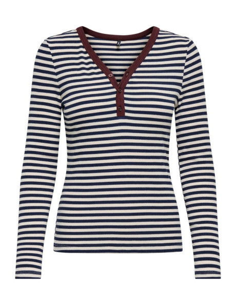 Camiseta rayas. ONLELENE L/S PLACKET TOP JRS