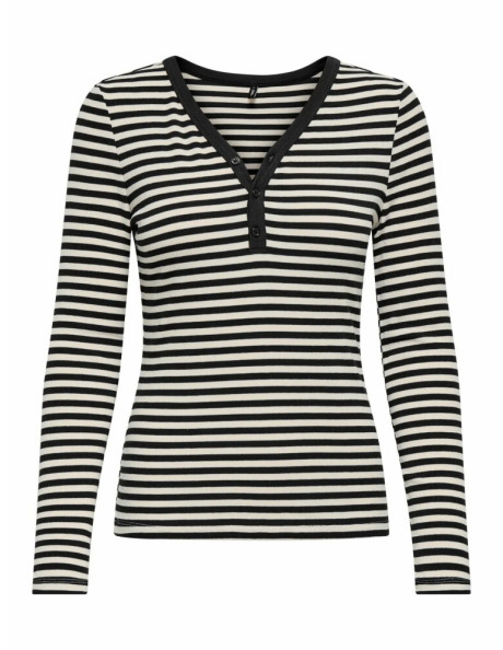 Camiseta rayas. ONLELENE L/S PLACKET TOP JRS