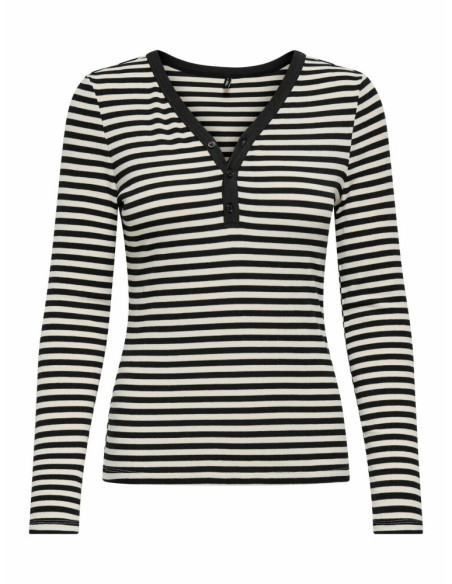 Camiseta rayas. ONLELENE L/S PLACKET TOP JRS