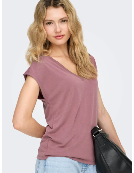 Camiseta básica manga corta cuello pico . ONLFREE LIFE S/S