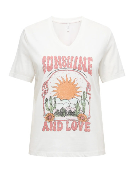 Camiseta cuello en V . ONLHENNY REG S/S V-NECK TOP CS JRS