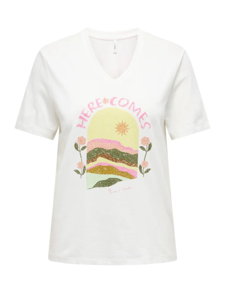 Camiseta cuello en V . ONLHENNY REG S/S V-NECK TOP CS JRS