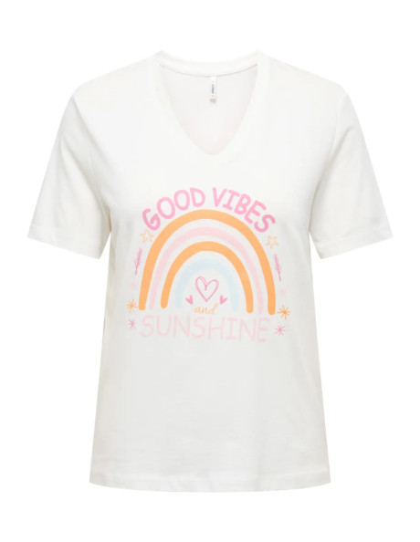 Camiseta cuello en V . ONLHENNY REG S/S V-NECK TOP CS JRS