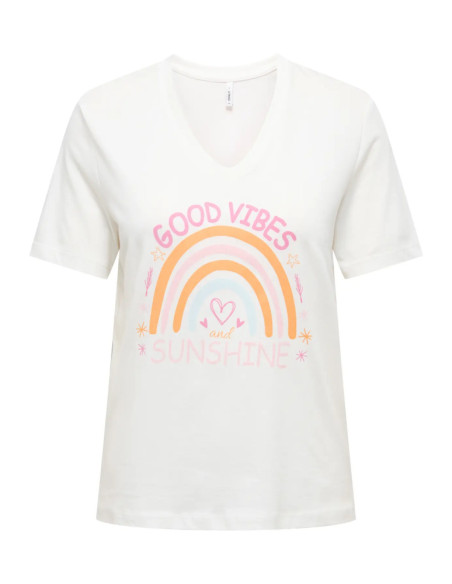 Camiseta cuello en V . ONLHENNY REG S/S V-NECK TOP CS JRS