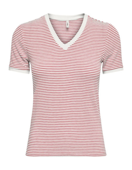 Camiseta rayas  .ONLTINE S/S V-NECK REG TOP JRS