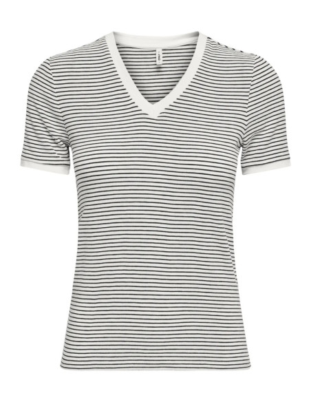 Camiseta rayas  .ONLTINE S/S V-NECK REG TOP JRS