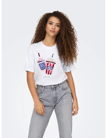 Camiseta popcorn .ONLBURST S/S POPCORN TOP BOX JRS