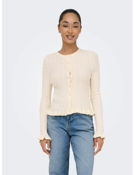 ONLIBI LS O-NECK FRILL CARDI EX KNT