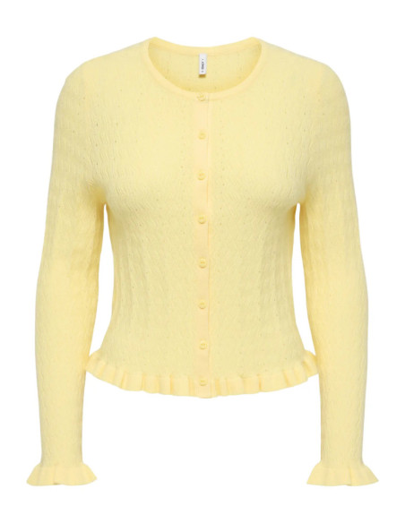 ONLIBI LS O-NECK FRILL CARDI EX KNT