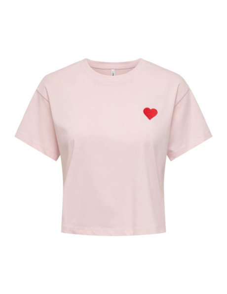 Camiseta cortita bordados pecho . ONLBRIANNA S/S O-NECK TOP BOX JRS