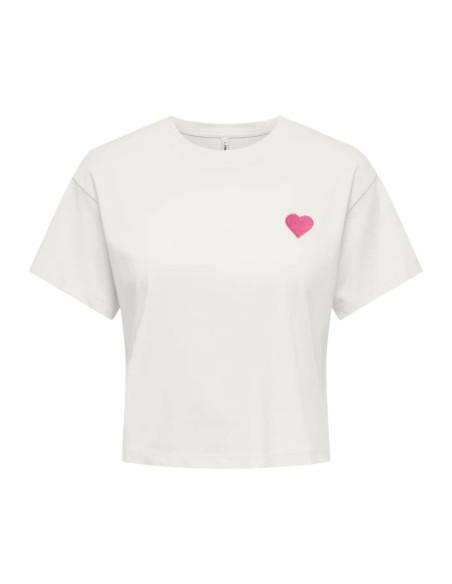Camiseta cortita bordados pecho . ONLBRIANNA S/S O-NECK TOP BOX JRS