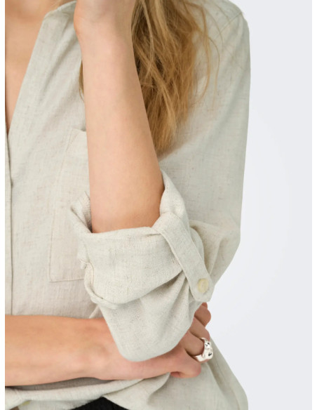 Camisa lino . ONLYASMIN-SIESTA LS LI BL SHIRT PNT NOOS