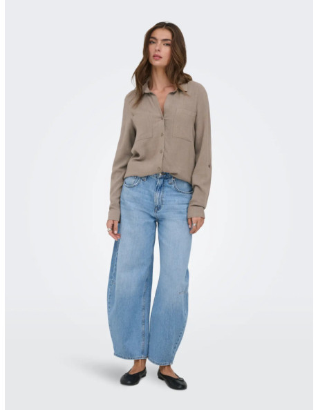 Camisa lino . ONLYASMIN-SIESTA LS LI BL SHIRT PNT NOOS