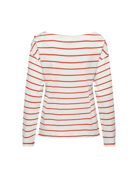 Camiseta rayas  botón dorado . ONLCHARLOTTE L/S STRIPE TOP CS JRS