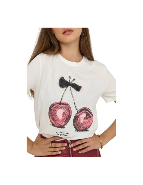 Camiseta cereza.ONLNITA LIFE REG S/S BOW TOP PRI CS JRS