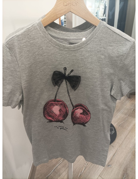 Camiseta cereza.ONLNITA LIFE REG S/S BOW TOP PRI CS JRS