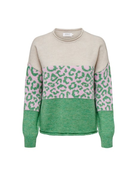 Jersey animal print . ONLJADE ANIMAL LS O-NECK CC KNT