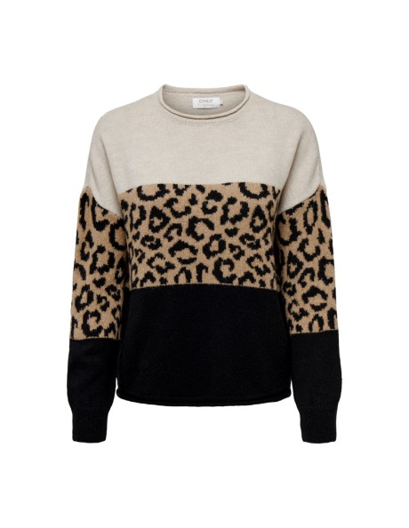 Jersey animal print . ONLJADE ANIMAL LS O-NECK CC KNT