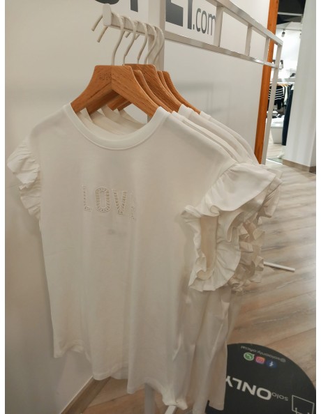 Camiseta volantes Love - Smile . ONPERNILLE S/S FRILL TOP BOX