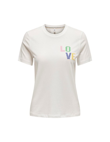 Camiseta bordado love. ONLKORA LIFE REG S/S TOP BOX JRS