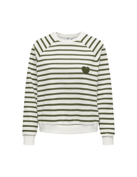 Sudadera rayas.ONLJUDY L/S STRIPE HEART O-NECK CS SWT