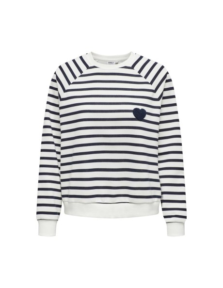 ONLJUDY L/S STRIPE HEART O-NECK CS SWT