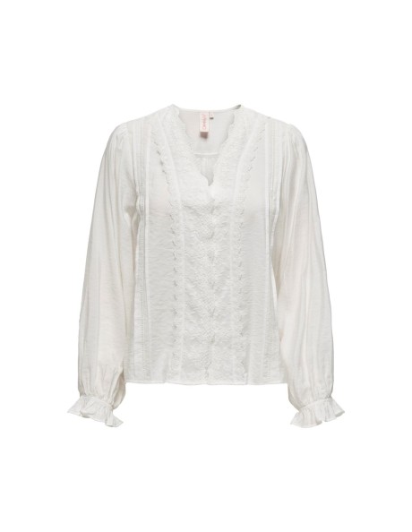 Camisa encaje.ONLAMANDA LS V-NECK BUTTON TOP WVN