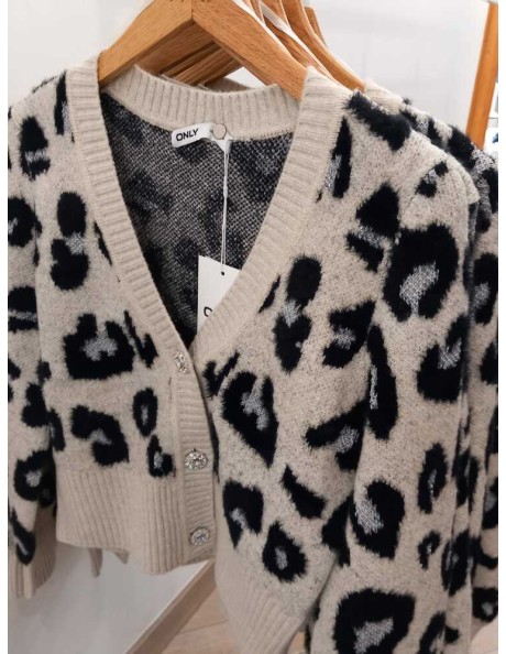 Chaqueta animal print . ONLSARA LS GLITER CARDIGAN CS KNT