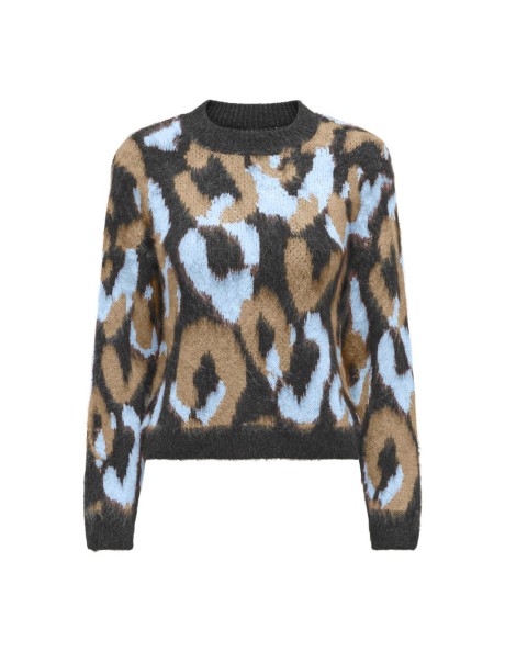 Jersey animal print .ONLWILD L/S JQ O-NECK KNT