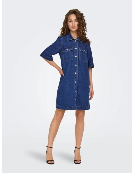 Vestido vaquero . ONLBELLE S/S BUTTON DRESS DNM GUA NOOS